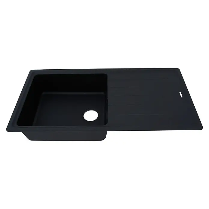 Respekta Einbauspüle Columbia - 100 x 50 cm, Schwarz - Schwarze Küchenspüle mit Abtropffläche für eine moderne Küchenausstattung. Praktisches Design mit glatten Oberflächen für einfache Reinigung.