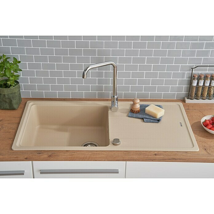 Schock Einbauspüle Columbia (100 x 50 cm, 1 Becken, Cristalite®, Beige)