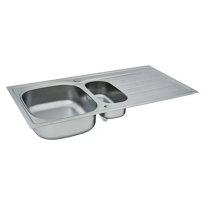 Respekta Einbauspüle Dallas - 100 x 50 cm, Edelstahl - Edelstahlspüle mit zwei Becken und Abtropffläche, ideal für moderne Küchen. Robust und pflegeleicht für den täglichen Gebrauch.