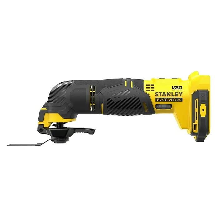 Stanley FatMax Akku-Multifunktionswerkzeug SFMCE500B-XJ - 18 V, Ohne Akku - Stanley Fatmax V20 oszillierendes Multifunktionswerkzeug in Gelb und Schwarz für präzise Schneidarbeiten.
