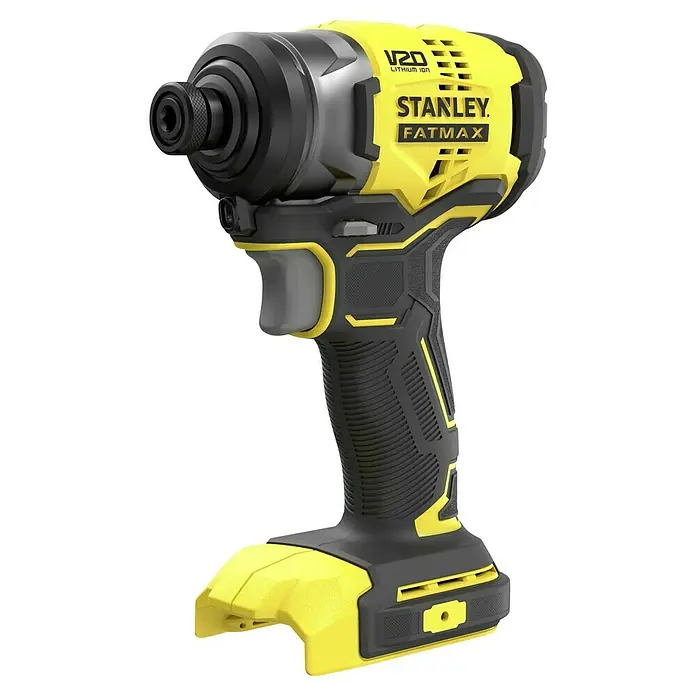 Stanley FatMax Akku-Schlagschrauber SFMCF810B-XJ - 18 V, Ohne Akku, 170 Nm - Nahaufnahme eines gelben und schwarzen STANLEY FATMAX V20 Akku-Schlagschraubers.