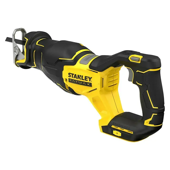 Stanley FatMax Akku-Säbelsäge SFMCS310B-XJ - 18 V, Ohne Akku - Abgebildet ist eine Stanley Fatmax Akku-Säbelsäge in Schwarz und Gelb. Das Gerät ist für den kabellosen Einsatz konzipiert.