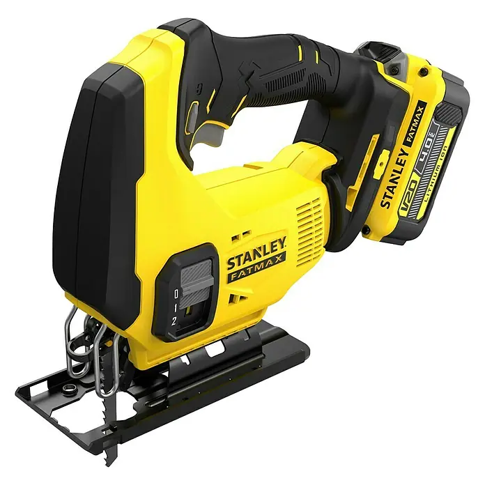 Stanley FatMax Akku-Pendelhubstichsäge SFMCS600M2K-QW - 18 V, Anzahl Akkus: 2 Akkus, Kapazität: 4 Ah, Leerlaufhubzahl: 0 /min - 2.500 /min - Stanley Fatmax Akku-Stichsäge, ein robustes und leistungsstarkes Werkzeug für präzise Schnitte in verschiedenen Materialien.