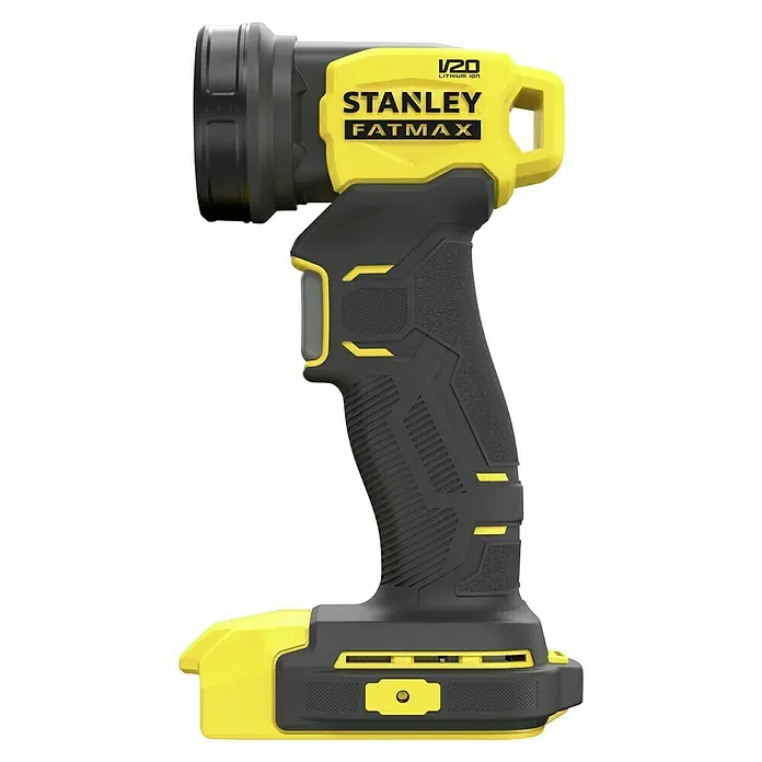 Stanley FatMax LED-Arbeitsleuchte SFMCL020B-XJ - 18 V, Ohne Akku, 140 lm - Bild einer Stanley Fatmax V20 Akku-Arbeitsleuchte in Schwarz und Gelb, ideal für Baustellen.