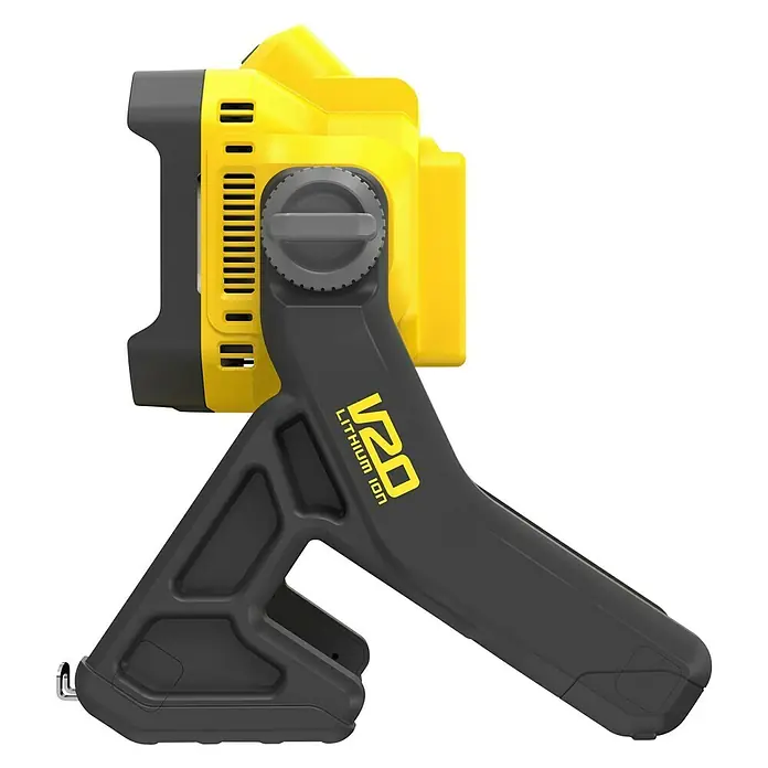 Stanley FatMax LED-Arbeitsleuchte SFMCL030B-XJ - 18 V, Ohne Akku, 1.850 lm - Bild einer gelben und schwarzen LED-Arbeitsleuchte V20 Lithium Ion, ideal für Baustellen und Heimwerkerprojekte.