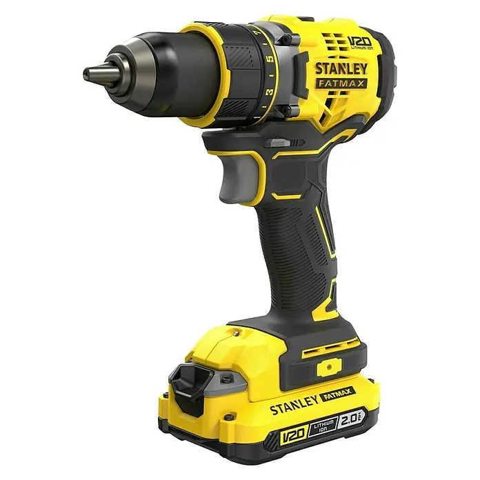 Stanley FatMax Akku-Bohrschrauber SFMCD720D2K-QW - 18 V, 2 Akkus, 2 Ah, 80 Nm - Stanley Fatmax V20 Akku-Bohrschrauber, ein leistungsstarkes Werkzeug für vielfältige Bohrarbeiten. Ideal für Heimwerker und Profis.