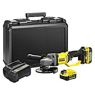 Stanley FatMax Akku-Winkelschleifer SFMCG400M2K-QW (18 V, 2 Akkus, 4 Ah, Durchmesser Scheibe: 125 mm, 9.000 U/min)