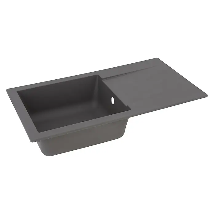 Respekta Einbauspüle Denver - 78 x 43,5 cm, Grau - Graue Spüle mit Abtropffläche, ideal für moderne Küchen. Das robuste Design bietet Langlebigkeit und Funktionalität im täglichen Gebrauch.