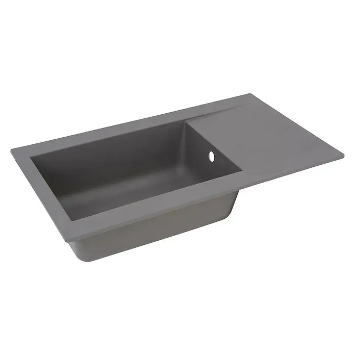 Respekta Einbauspüle Denver - 86 x 50 cm, Betongrau, Anzahl Becken: 1 Stk. - Graue Spüle mit Abtropffläche, ideal für moderne Küchen. Das robuste Design bietet Funktionalität und Stil für den täglichen Gebrauch.