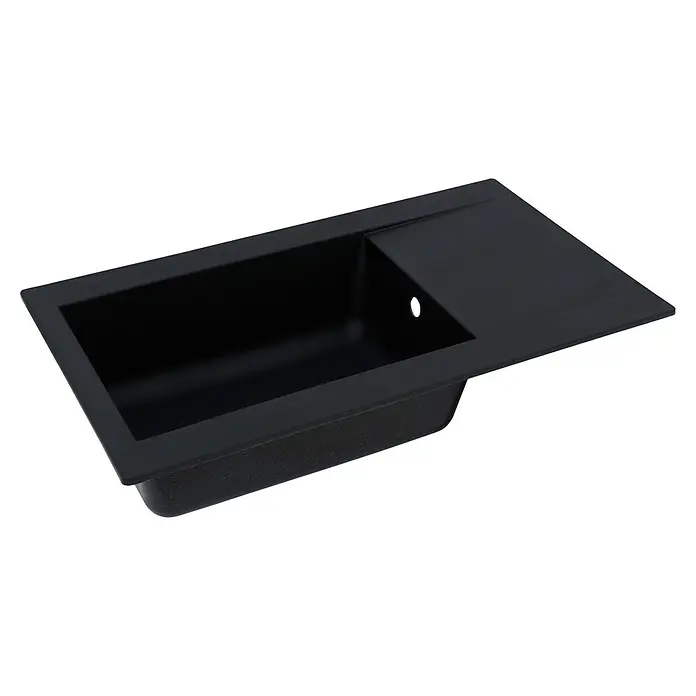 Respekta Einbauspüle Denver - 86 x 50 cm, Schwarz, Anzahl Becken: 1 Stk. - Eine moderne schwarze Küchenspüle mit Abtropffläche, ideal für stilvolle Küchen. Das robuste Design sorgt für Langlebigkeit und Funktionalität.