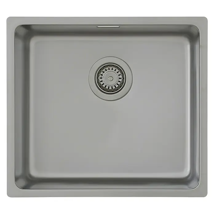 Respekta Fregadero encastrable Detroit - 44 x 49 cm, Acero inoxidable - Fregadero de acero inoxidable con diseño moderno y desagüe central. Ideal para cualquier cocina, robusto y fácil de limpiar.