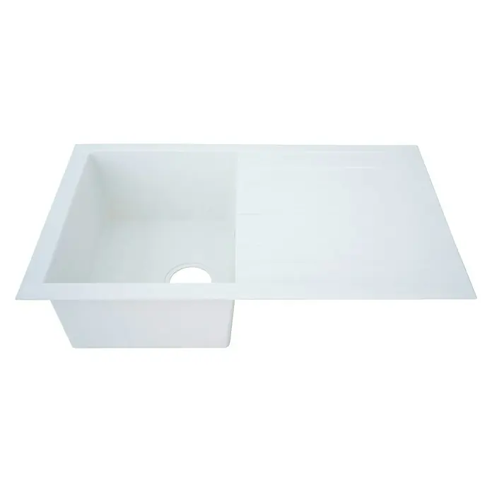 Respekta Einbauspüle Houston - 80 x 50 cm, Weiß, Anzahl Becken: 1 Stk. - Weiße Küchenspüle mit Abtropffläche. Das elegante Design ergänzt jede moderne Küche und bietet Funktionalität.