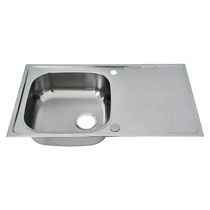 Respekta Einbauspüle Miami - 86 x 50 cm, Edelstahl - Einbau-Spüle aus Edelstahl mit Abtropffläche für die Küche, ideal für moderne Haushalte und platzsparendes Design.