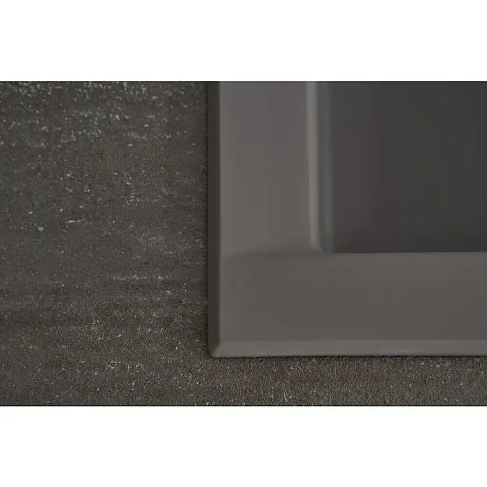 Respekta Einbauspüle Houston - 80 x 50 cm, Grau, Anzahl Becken: 1 Stk. - Detailaufnahme einer modernen Küchenspüle in Grau mit einer strukturierten Arbeitsplatte, die eine elegante und funktionale Küchengestaltung zeigt.
