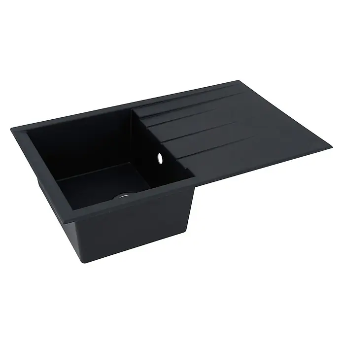 Respekta Einbauspüle Houston - 80 x 50 cm, Schwarz, Anzahl Becken: 1 Stk. - Schwarzes Küchenspülbecken mit Abtropffläche für die moderne Küche. Das Spülbecken ist stilvoll und funktional gestaltet.