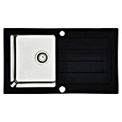 Respekta Fregadero de vidrio (86 x 50 cm, Acero inoxidable/vidrio, Negro)