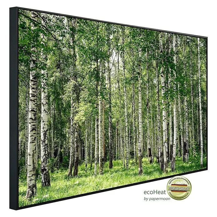 Papermoon Infrarot-Bildheizkörper Birkenwald 1 - 60 cm x 500 mm, 350 W - Das EcoHeat Infrarot-Heizpaneel mit Waldmotiv sorgt für angenehme Wärme und ist ein echter Hingucker. Premium-Qualität für Ihr Zuhause.