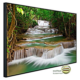 Papermoon Infrarot-Bildheizkörper Tiefer Waldwasserfall (120 x 90 cm, 1.200 W)