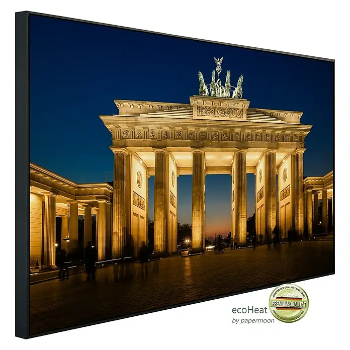 Papermoon Infrarot-Bildheizkörper Brandenburger Tor - 100 cm x 600 mm, 800 W - Das EcoHeat Infrarot-Heizpaneel mit dem Brandenburger Tor-Motiv sorgt für angenehme Wärme und ist ein echter Hingucker in jedem Raum.