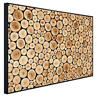 Papermoon Infrarot-Bildheizkörper Rundes Teakholz (120 x 90 cm, 1.200 W)