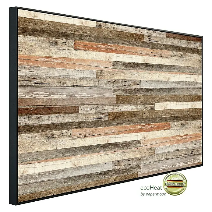 Papermoon Infrarot-Bildheizkörper Holzwand - 100 x 60 cm, 800 W - Paneelheizkörper mit Holzpaneeloptik. Das Heizpaneel sorgt für wohlige Wärme und ist gleichzeitig ein dekoratives Element für jeden Raum.