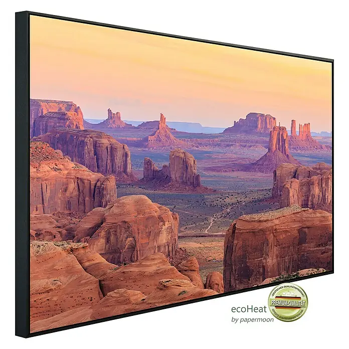 Papermoon Infrarot-Bildheizkörper Jagt Mesa Sunrise - 60 x 50 cm, 350 W - Wandbild von ecoheat mit Landschaftsmotiv. Elegantes Design für ein stilvolles Zuhause, hochwertige Verarbeitung.