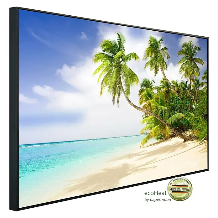 Papermoon Infrarot-Bildheizkörper Strand in der Südsee - 60 x 50 cm, 350 W - EcoHeat Infrarotheizung mit Strandmotiv. Premium-Qualität für angenehme Wärme und stilvolles Ambiente in jedem Raum.