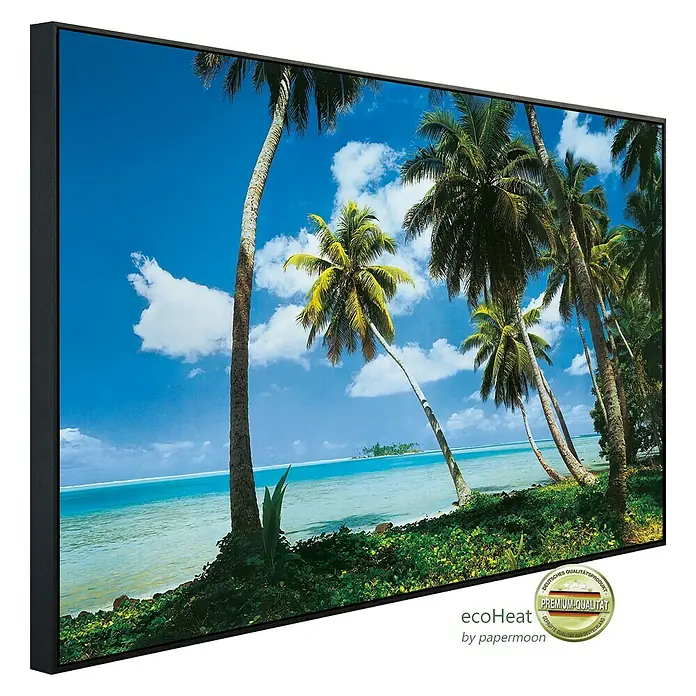 Papermoon Infrarot-Bildheizkörper Tahiti - 120 x 60 cm, 1.000 W - Das EcoHeat Infrarot-Heizpaneel mit tropischem Strandmotiv, ein stilvolles und effizientes Heizsystem.
