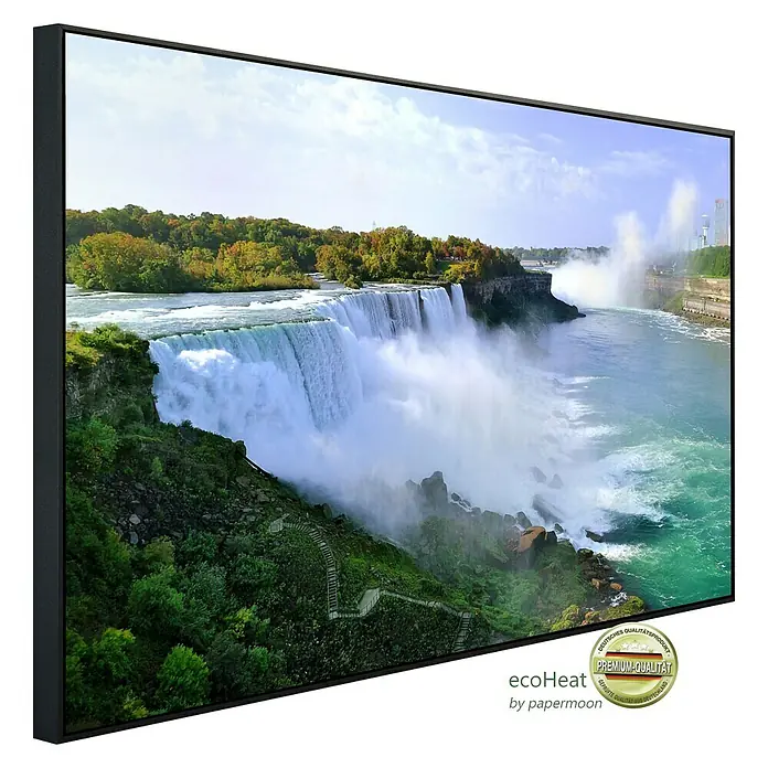 Papermoon Infrarot-Bildheizkörper Niagara Falls - 60 x 50 cm, 350 W - Das gerahmte Wandbild zeigt einen atemberaubenden Blick auf die Niagarafälle. Ein hochwertiges Kunstwerk für Ihr Zuhause.