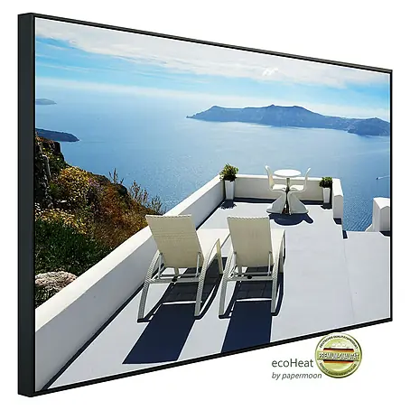 Papermoon  Infrarot-Bildheizkörper Terrasse mit Meerblick auf Santorin