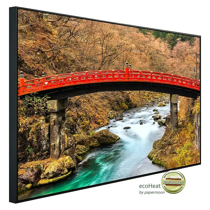 Papermoon Infrarot-Bildheizkörper Nikko Heilige Shinkyo Brücke - 60 x 50 cm, 350 W - Das Infrarot-Heizpaneel mit einem schönen Brückenbild ist eine stilvolle und effiziente Heizlösung.