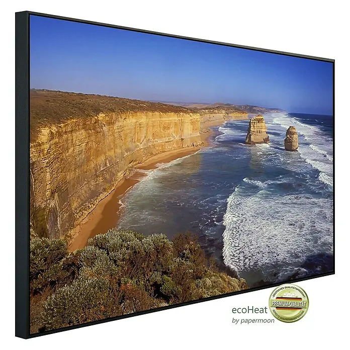 Papermoon Infrarot-Bildheizkörper Große Ocean Road - 120 x 60 cm, 1.000 W - Die EcoHeat Infrarotheizung mit einem Bild der Zwölf Apostel. Hochwertige Qualität und effiziente Heizleistung für Ihr Zuhause.