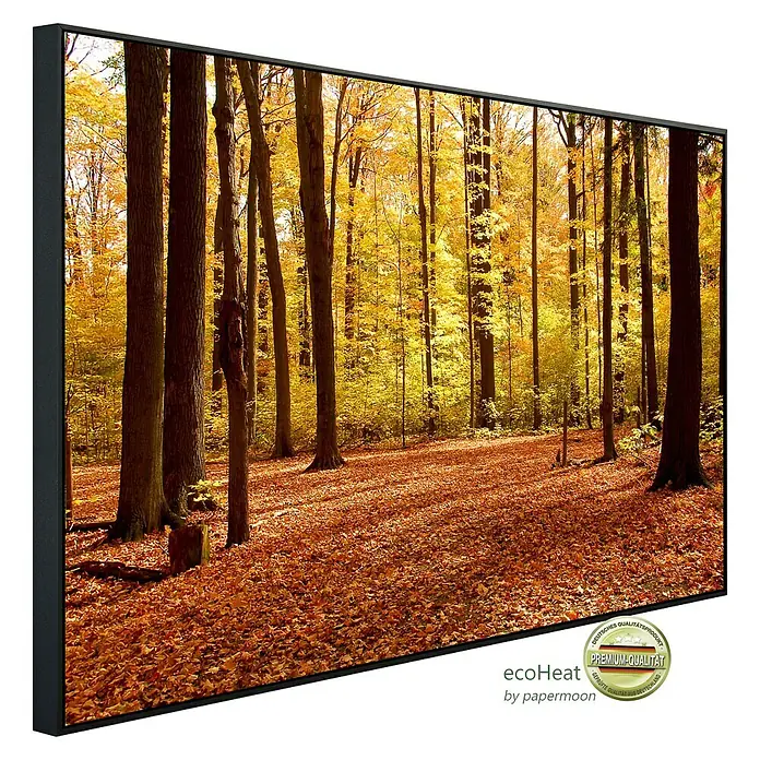 Papermoon Infrarot-Bildheizkörper Herbstwald 2 - 120 x 60 cm, 1.200 W - Das Ecoheat-Infrarotheizpaneel mit einem Herbstwaldmotiv, das Wärme und natürliche Schönheit in jeden Raum bringt.