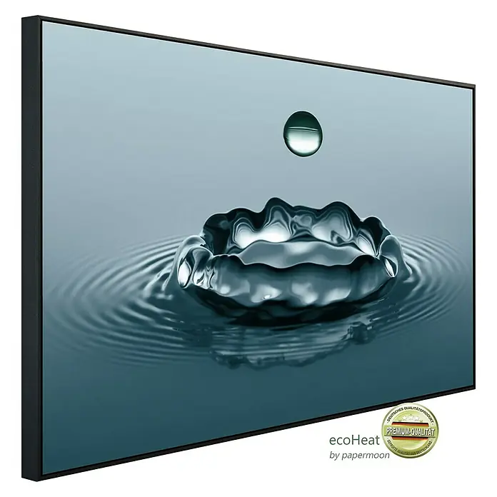 Papermoon Infrarot-Bildheizkörper Wassertropfen - 60 x 50 cm, 350 W - Das EcoHeat Infrarot-Heizpaneel: Ein hochwertiges, energieeffizientes Heizsystem mit Tropfenmotiv für moderne Innenräume.