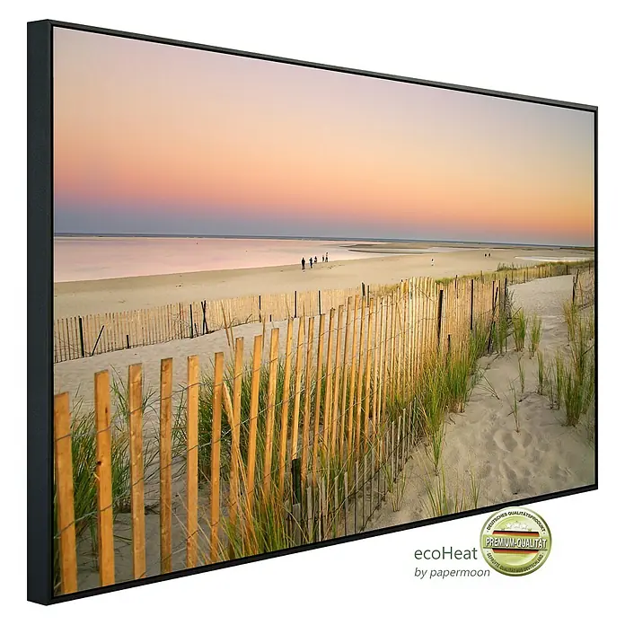 Papermoon Infrarot-Bildheizkörper Dünen Cape Cod120 x 60 cm, 750 W - Das Ecoheat-Heizpaneel mit hochwertigem Strandmotiv. Energiesparend und dekorativ für Ihr Zuhause.