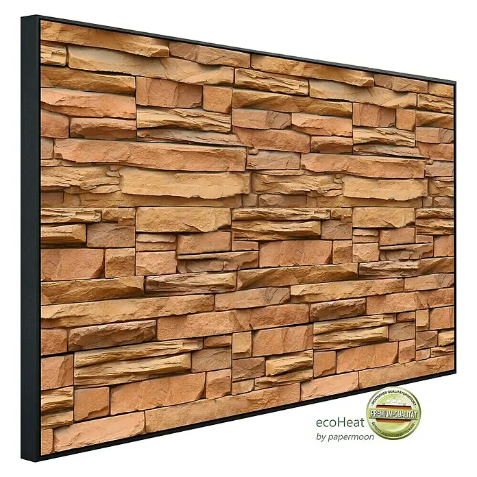 Papermoon Infrarot-Bildheizkörper Steinwand 3 - 600 x 500 mm, 350 W - Premium EcoHeat Infrarotheizung mit stilvoller Steinoptik. Sorgt für angenehme Wärme und ist ein echter Blickfang in jedem Raum.