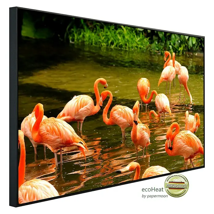 Papermoon Infrarot-Bildheizkörper Rosa Flamingos - 60 x 50 cm, 350 W - Hochwertiges Infrarot-Heizpaneel mit Flamingo-Motiv für angenehme Wärme und stilvolle Dekoration in jedem Raum.