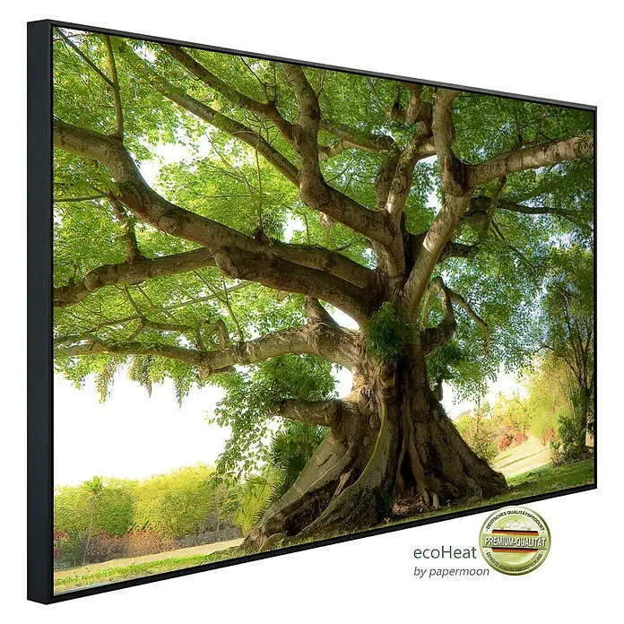Papermoon Infrarot-Bildheizkörper Friedlicher Baum - 100 x 60 cm, 800 W - Das EcoHeat Infrarot-Heizpaneel mit Baum-Motiv bietet effiziente Wärme und stilvolles Design für Ihr Zuhause. Eine attraktive und praktische Heizlösung.