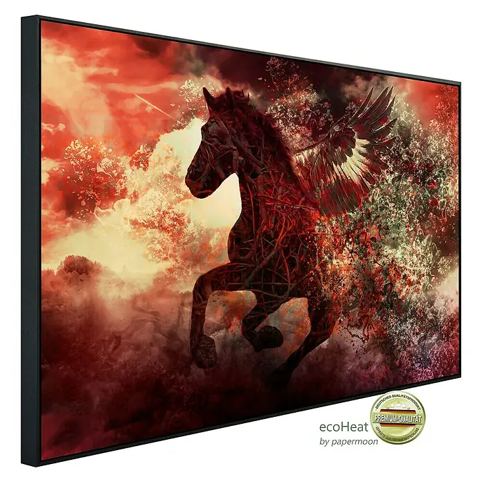 Papermoon Infrarot-Bildheizkörper Apokalypse - 90 x 50 cm, 450 W - Hochwertiges Wandbild mit Pegasus-Motiv. Ein dekoratives Kunstwerk, das jeden Raum aufwertet und zum Blickfang wird.