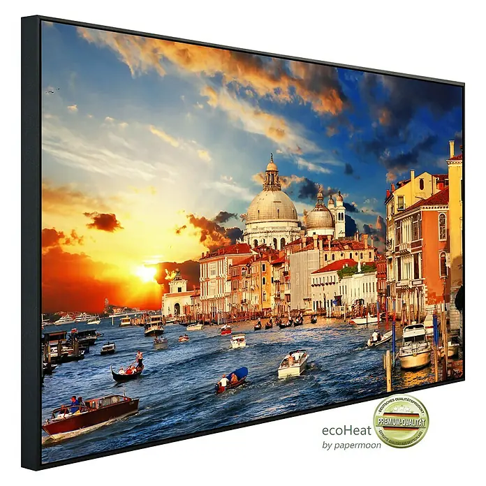Papermoon Infrarot-Bildheizkörper Venedig Sonnenuntergang - 120 cm x 600 mm, 1.200 W - Das hochwertige Ecoheat-Infrarotbild mit Venedig-Motiv, das eine stimmungsvolle Atmosphäre in jeden Raum bringt.