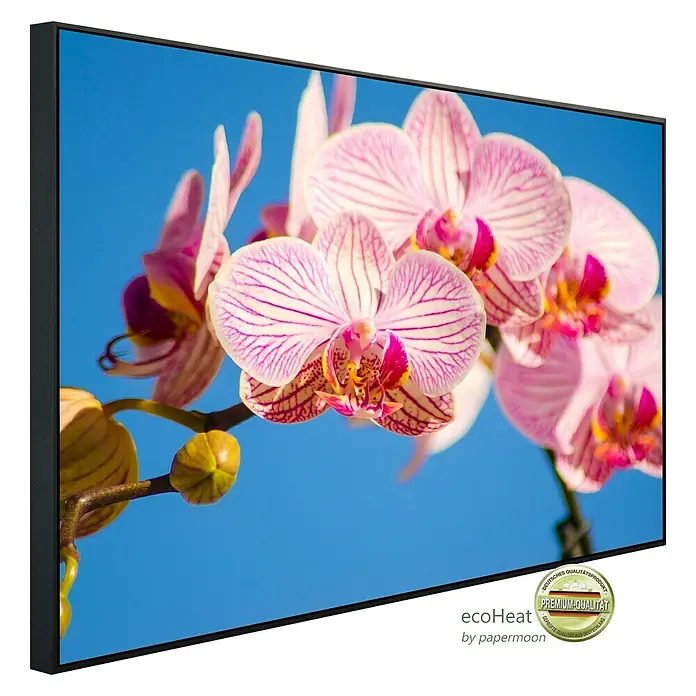 Papermoon Infrarot-Bildheizkörper Rosa Phalaenopsis Orchidee - 90 x 50 cm, 450 W - EcoHeat Infrarotheizung mit Orchideen-Motiv. Elegante Heizung mit hochauflösendem Druck für behagliche Wärme.