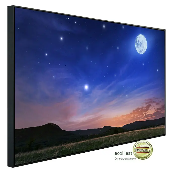 Papermoon Infrarot-Bildheizkörper Vollmond - 60 x 50 cm, 350 W - Das EcoHeater Infrarot-Heizpaneel mit Mondschein-Motiv sorgt für angenehme Wärme und eine stimmungsvolle Atmosphäre in jedem Raum.