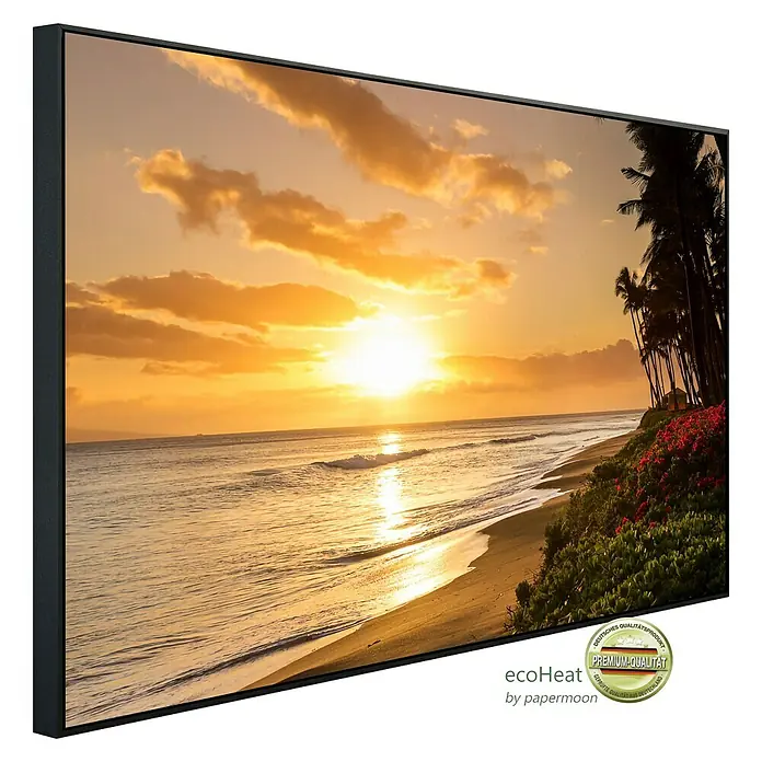 Papermoon Infrarot-Bildheizkörper Tropischer Sonnenuntergang Kaanapali Beach - 100 x 60 cm, 800 W - Das Infrarot-Heizpaneel mit Sonnenuntergang-Motiv sorgt für angenehme Wärme und eine entspannte Atmosphäre in jedem Raum.