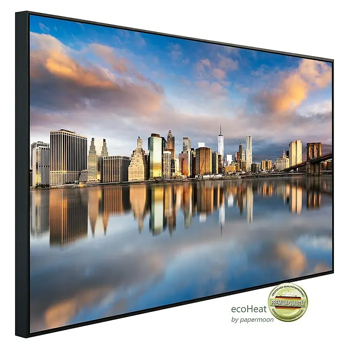 Papermoon Infrarot-Bildheizkörper Manhattan Sonnenaufgang - 120 x 60 cm, 1.200 W - Das Ecoheat-Infrarotpaneel mit New York-Skyline im Querformat sorgt für angenehme Wärme und ist ein echter Hingucker.