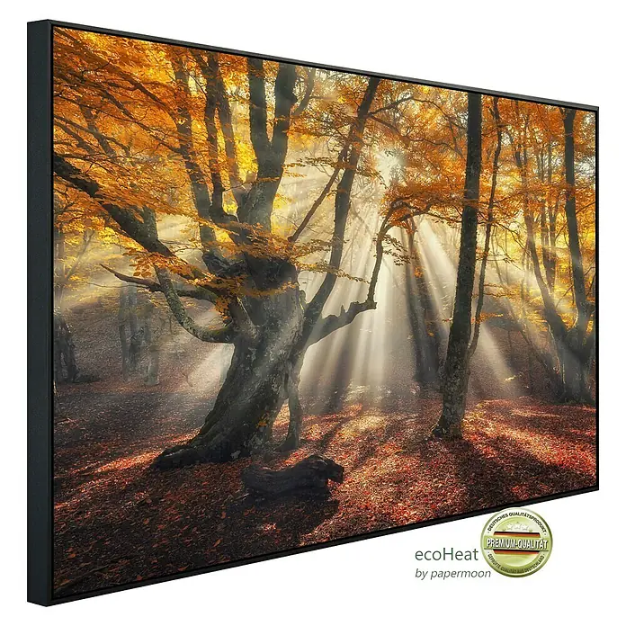 Papermoon Infrarot-Bildheizkörper Magische alte Bäume - 100 x 60 cm, 600 W - Das EcoHeat-Infrarotpaneel mit Waldmotiv bringt natürliche Wärme in Ihr Zuhause. Premium-Qualität, made in Germany.