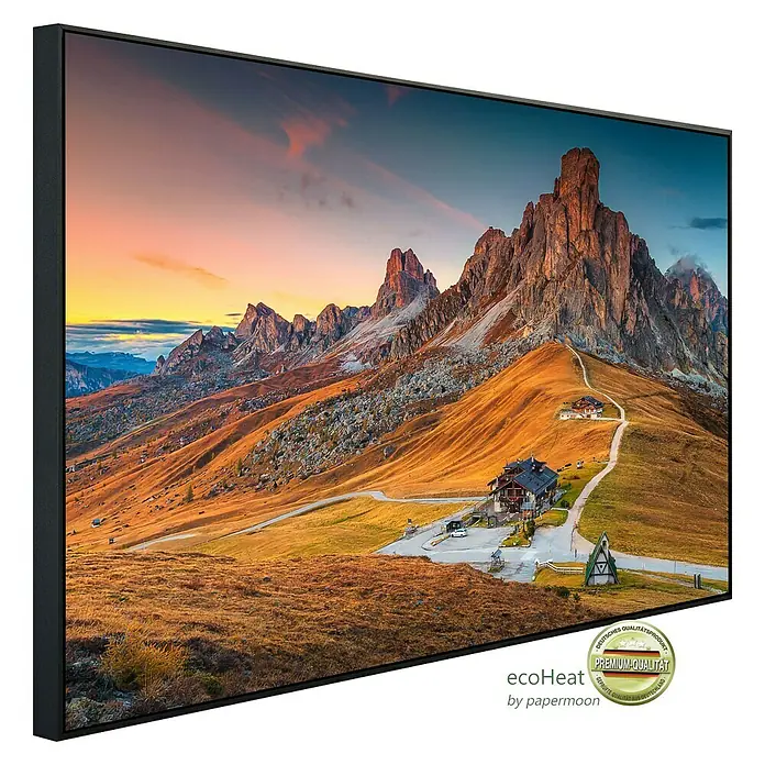 Papermoon Infrarot-Bildheizkörper Alpenpass Dolomiten - 60 x 50 cm, 350 W - Wandbild von Ecoheat mit Berglandschaft. Hochwertiges Produkt mit Premium-Qualität, ideal für moderne Innenräume.