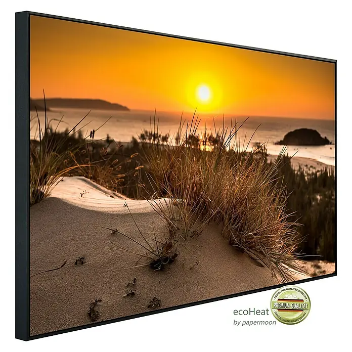 Papermoon Infrarot-Bildheizkörper Glühende Sonne Bush View - 100 x 60 cm, 800 W - Hochwertiges Ecoheat-Heizpaneel mit Sonnenuntergangsmotiv. Sorgt für Wärme und ist ein dekoratives Highlight.