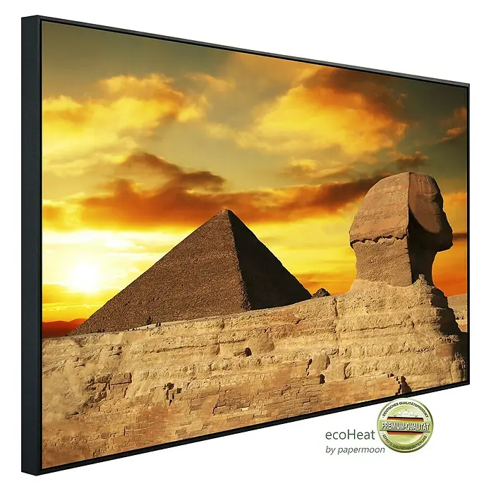 Papermoon Infrarot-Bildheizkörper Pyramidensphinx - 60 x 50 cm, 350 W - Wandbild mit Pyramiden-Motiv. Das EcoHeat Wandbild sorgt für eine angenehme Atmosphäre.