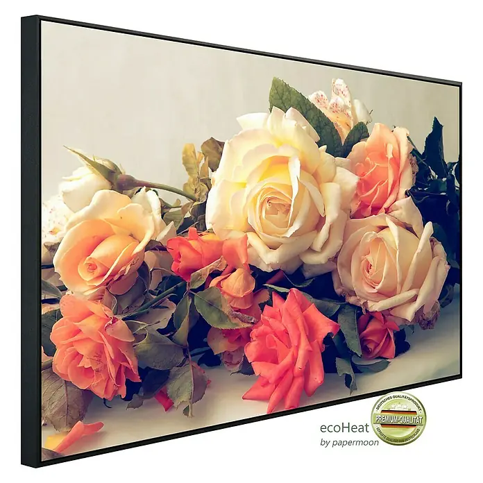 Papermoon Infrarot-Bildheizkörper Vintage Rosen - 100 x 60 cm, 600 W - EcoHeat-Heizpaneel mit Rosenmotiv. Das Infrarot-Heizpaneel sorgt für angenehme Wärme und ist ein dekoratives Element für jeden Raum.