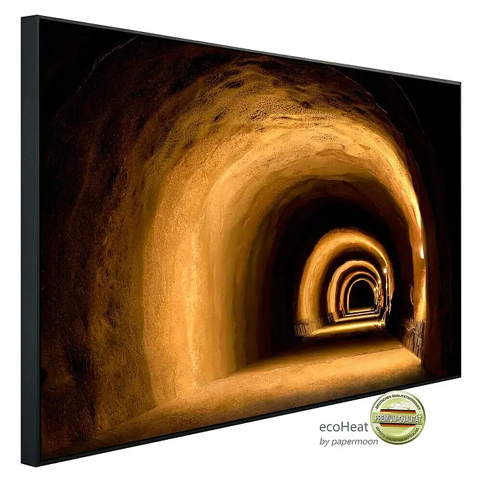Papermoon Infrarot-Bildheizkörper Visuell dynamischer Tunnel - 100 x 60 cm, 600 W - Das EcoHeat Infrarot-Heizpaneel mit Tunnelmotiv bietet effiziente Wärme und ein stimmungsvolles Ambiente. Premium-Qualität für Ihr Zuhause.